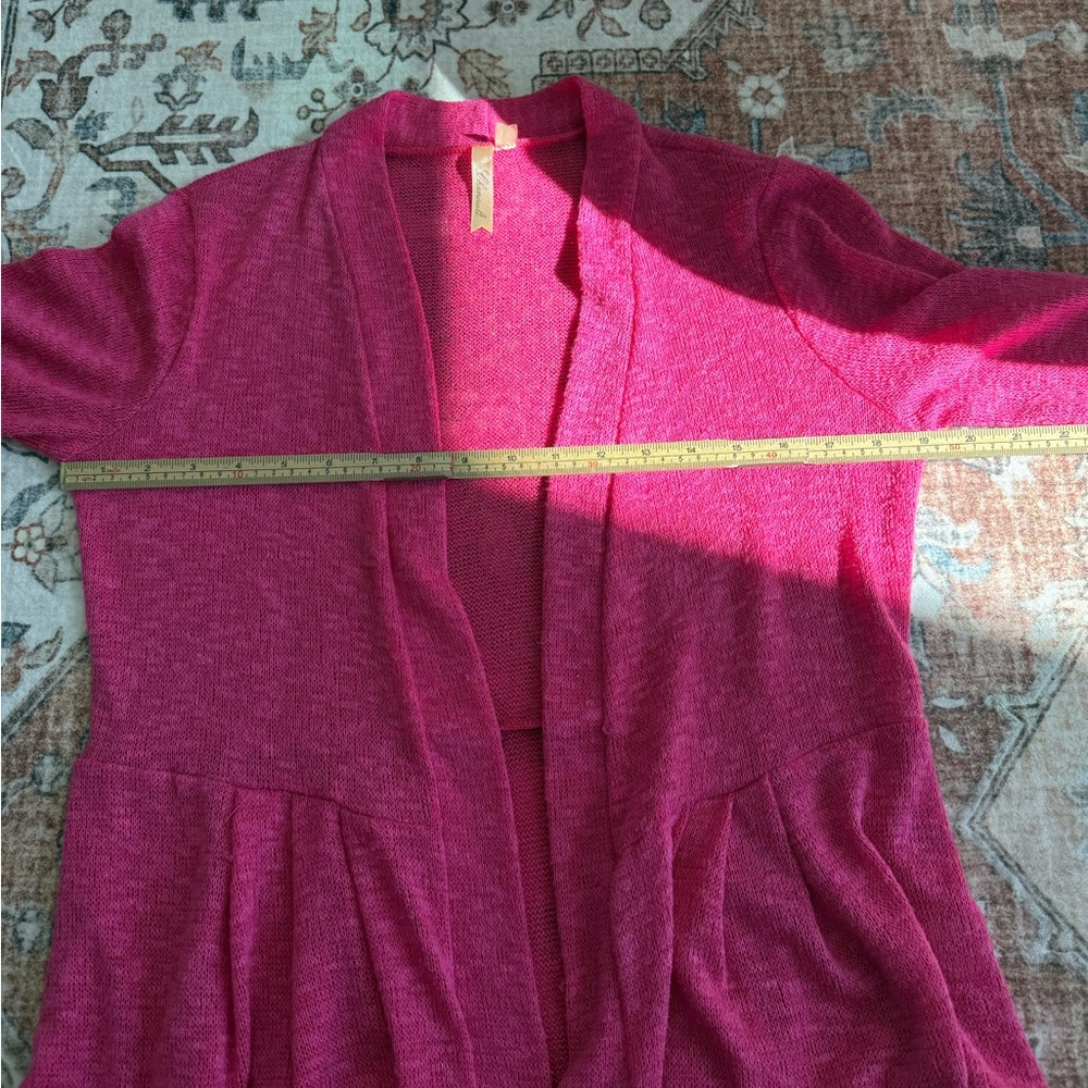 Chenault Vibrant Pink Open-Front Cardigan. - Picture 8 of 8